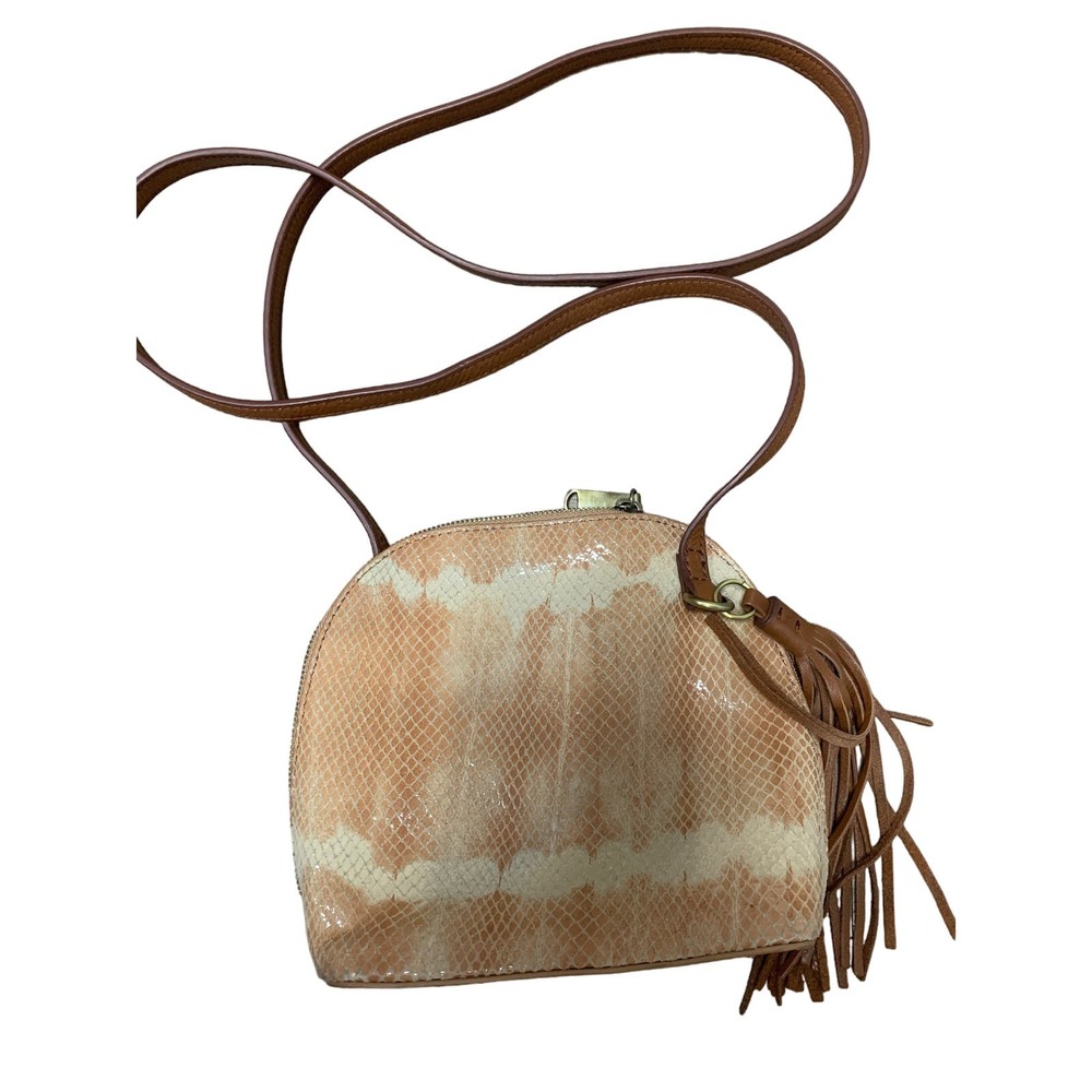 Hobo Tan Snakeskin Small Crossbody Bag